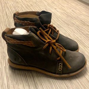 Born Genuine Distressed Leather Laceup Booties